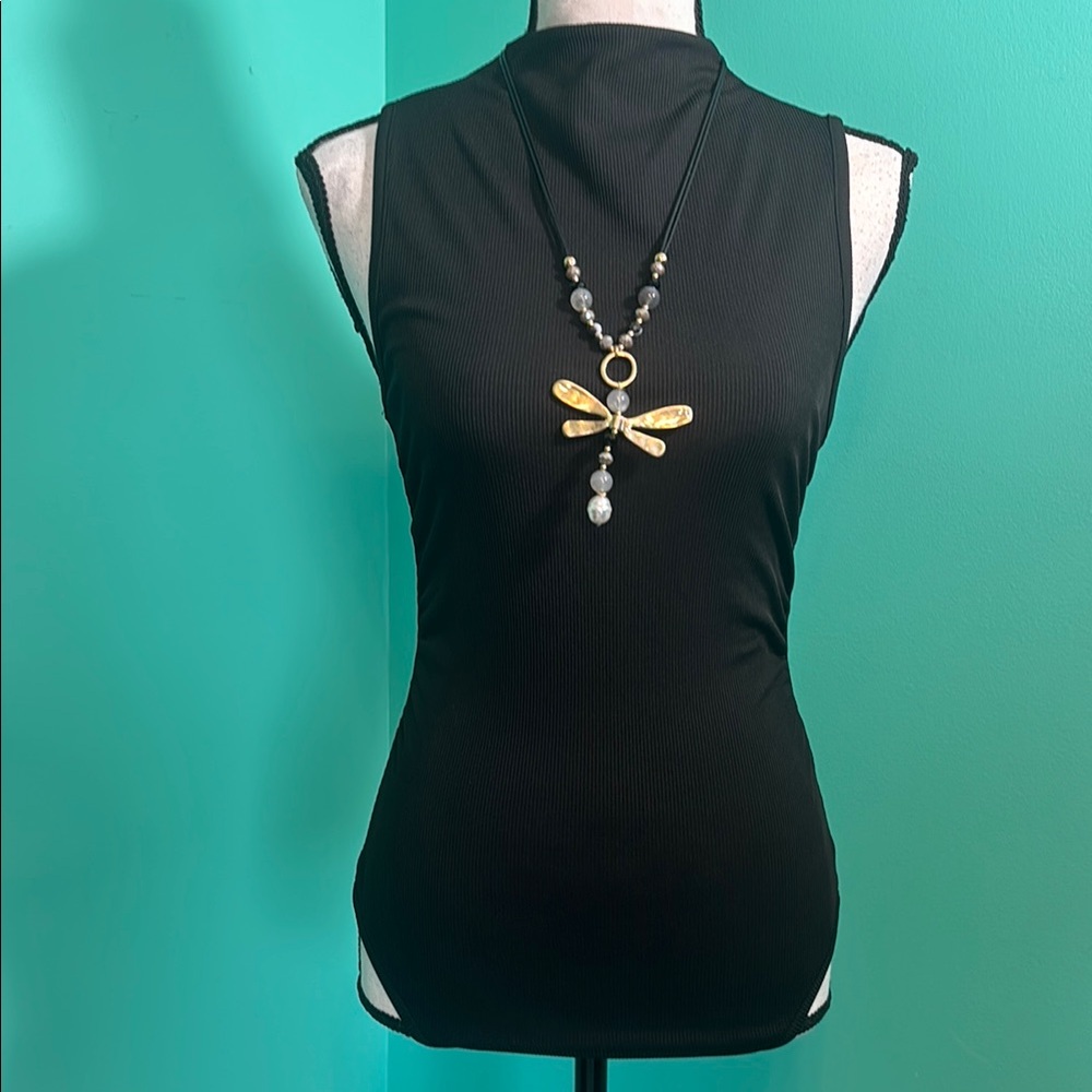 SHEIN Black Sleeveless Fitted Tank Bodysuit